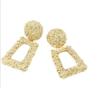 Gold Rectangle Dangle Earrings